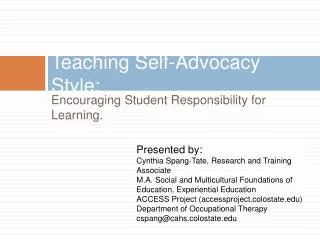 Teaching Self-Advocacy Style: