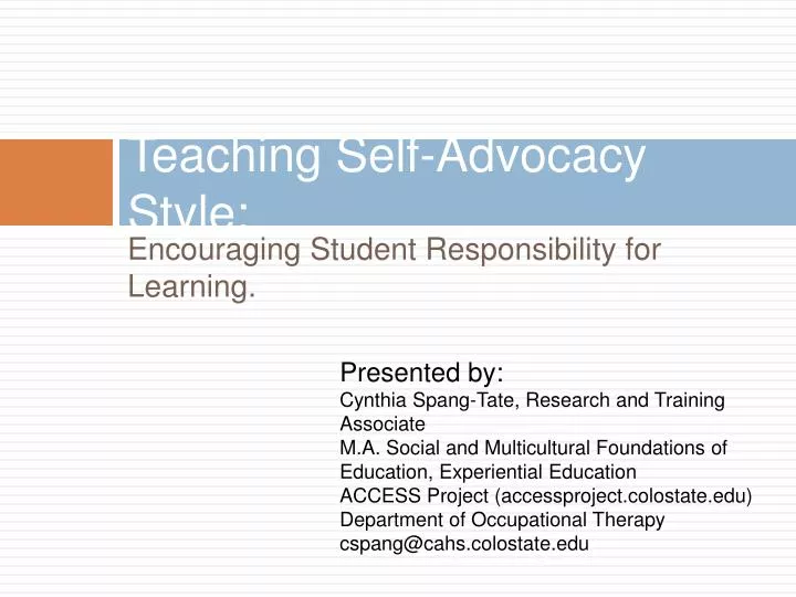 teaching self advocacy style
