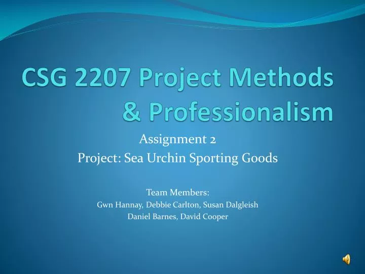csg 2207 project methods professionalism