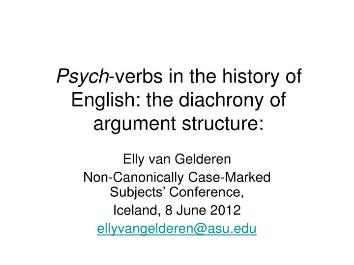 psych verbs in the history of english the diachrony of argument structure