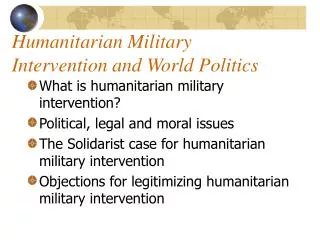 Humanitarian Military Intervention and World Politics