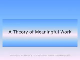 A Theory of Meaningful Work