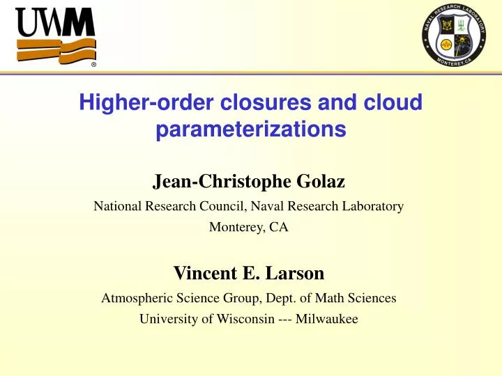 higher order closures and cloud parameterizations
