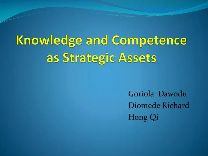 knowledge and competence as strategic assets