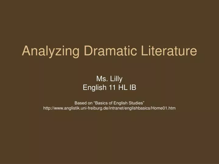 analyzing dramatic literature