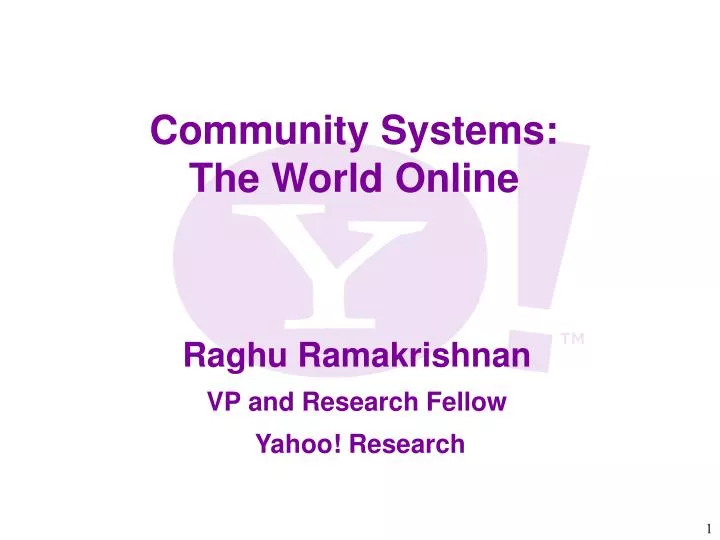 raghu ramakrishnan vp and research fellow yahoo research