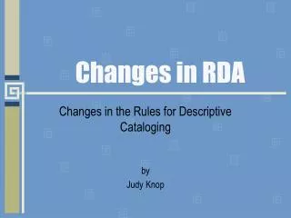 Changes in RDA