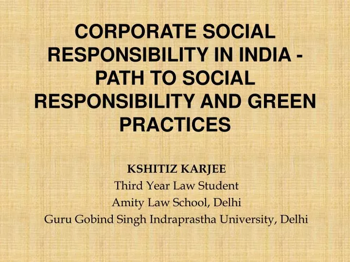 corporate social responsibility in india path to social responsibility and green practices