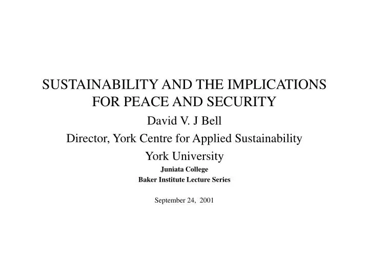 sustainability and the implications for peace and security