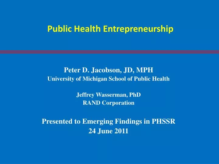 public health entrepreneurship