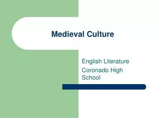 Medieval Culture