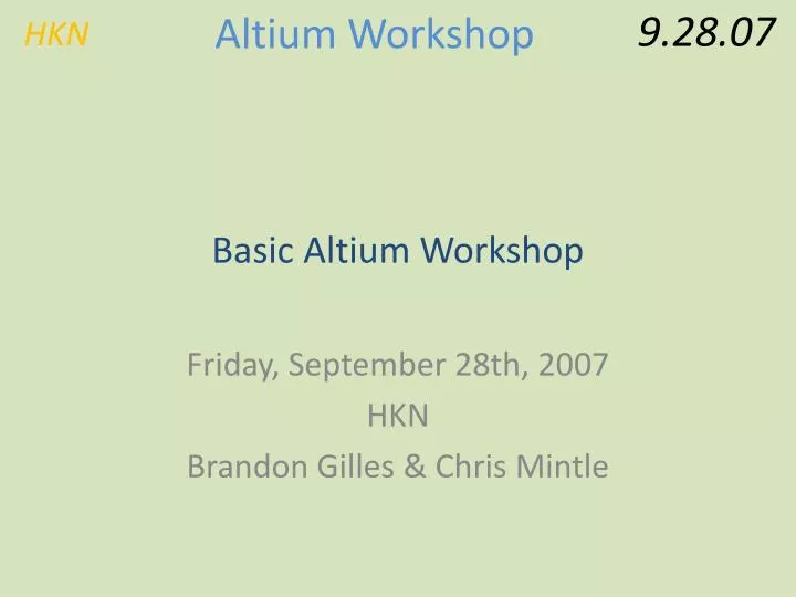 basic altium workshop