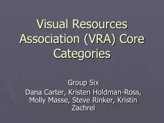 Visual Resources Association (VRA) Core Categories