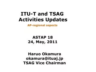 ITU-T and TSAG Activities Updates