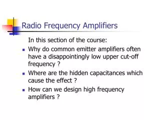 Radio Frequency Amplifiers