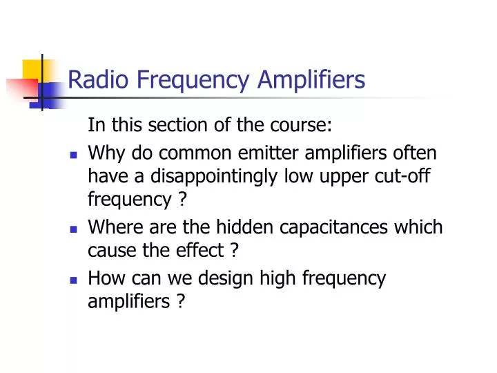 radio frequency amplifiers