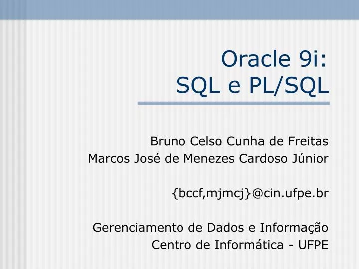 oracle 9i sql e pl sql