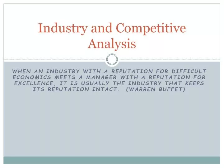 industry and competitive analysis