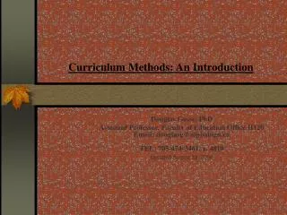 Curriculum Methods: An Introduction