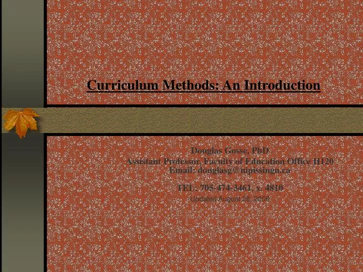 curriculum methods an introduction