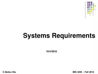 Systems Requirements