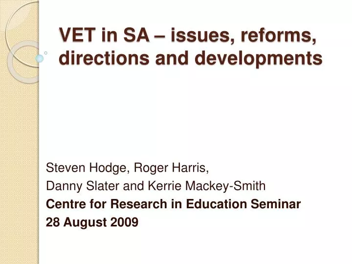 vet in sa issues reforms directions and developments