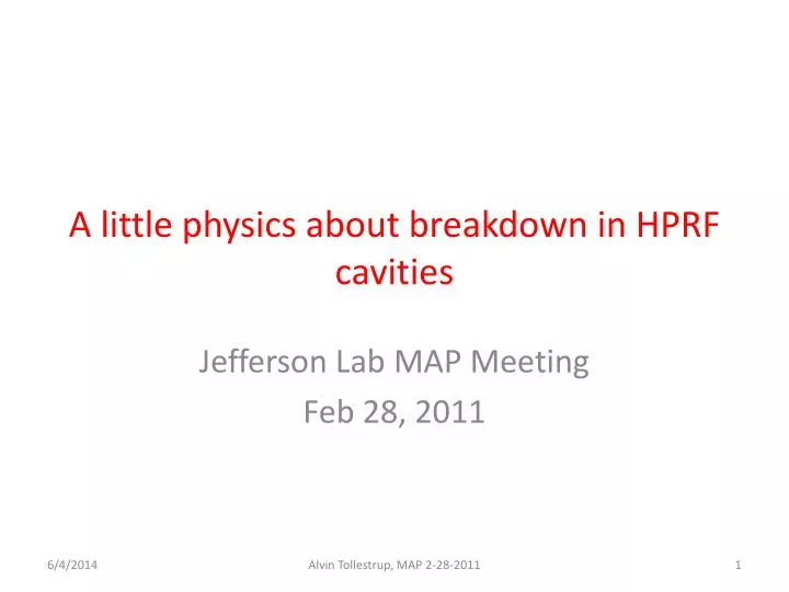 a little physics about breakdown in hprf cavities