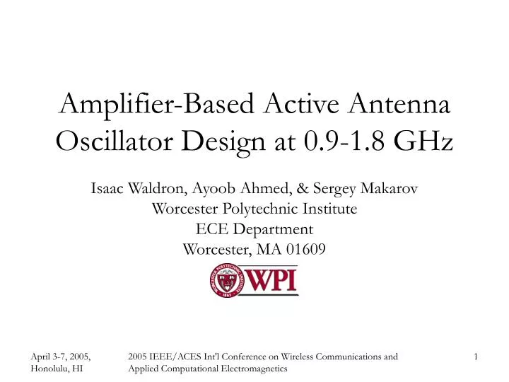 amplifier based active antenna oscillator design at 0 9 1 8 ghz