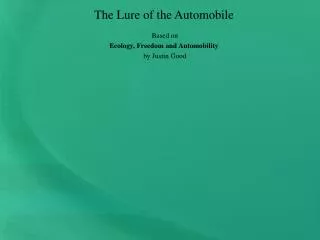 The Lure of the Automobile