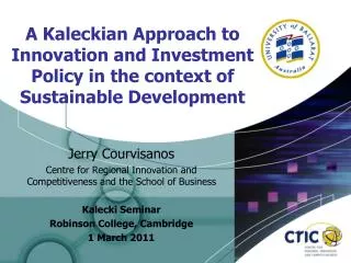 A Kaleckian Approach to Innovation and Investment Policy in the context of Sustainable Development