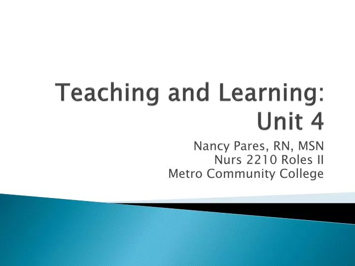 teaching and learning unit 4