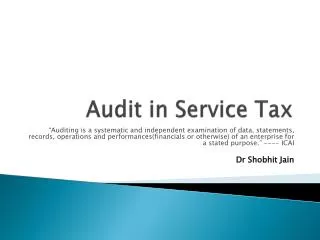 Audit in Service Tax