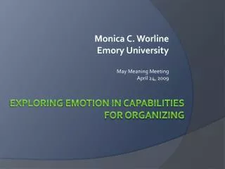 Exploring emotion in capabilities for organizing