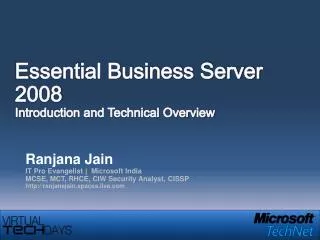 Essential Business Server 2008 Introduction and Technical Overview