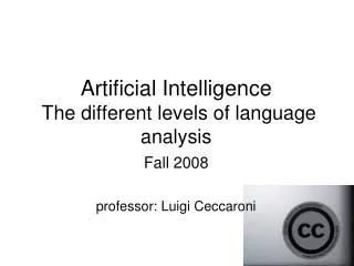 Artificial Intelligence The different levels of language analysis
