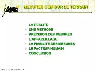 mesures cem sur le terrain
