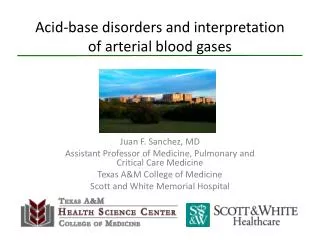 Acid-base disorders and interpretation of arterial blood gases