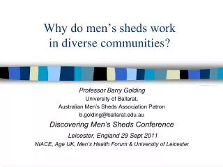 Why do men’s sheds work in diverse communities?