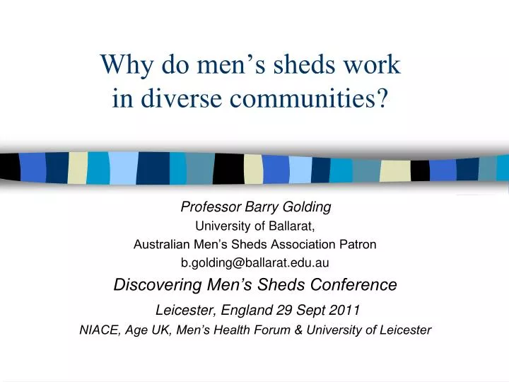 why do men s sheds work in diverse communities