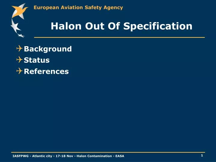 halon out of specification