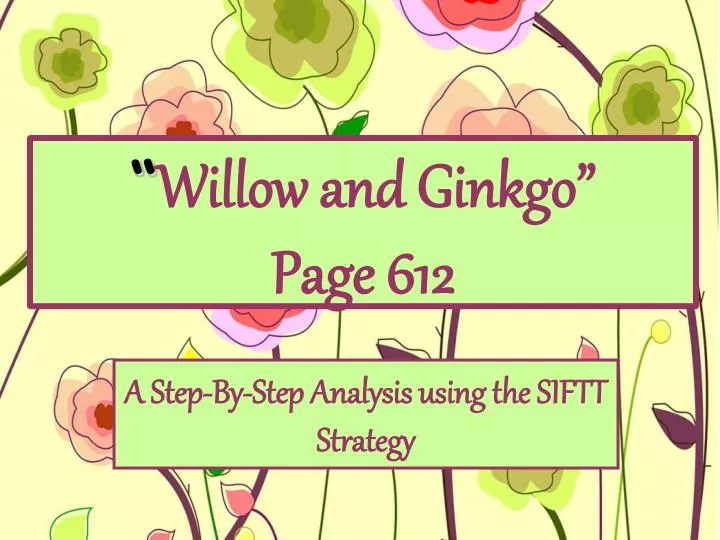 a step by step analysis using the siftt strategy