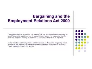 Bargaining and the Employment Relations Act 2000