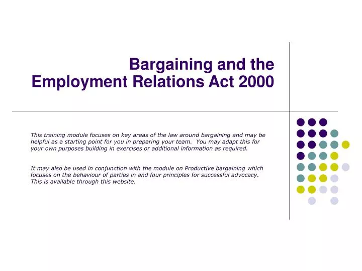 bargaining and the employment relations act 2000