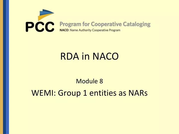 rda in naco