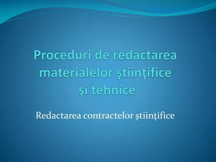 proceduri de redactarea materialelor tiin ifice i tehnice