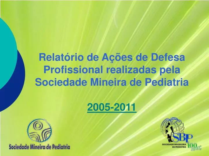 relat rio de a es de defesa profissional realizadas pela sociedade mineira de pediatria 2005 2011