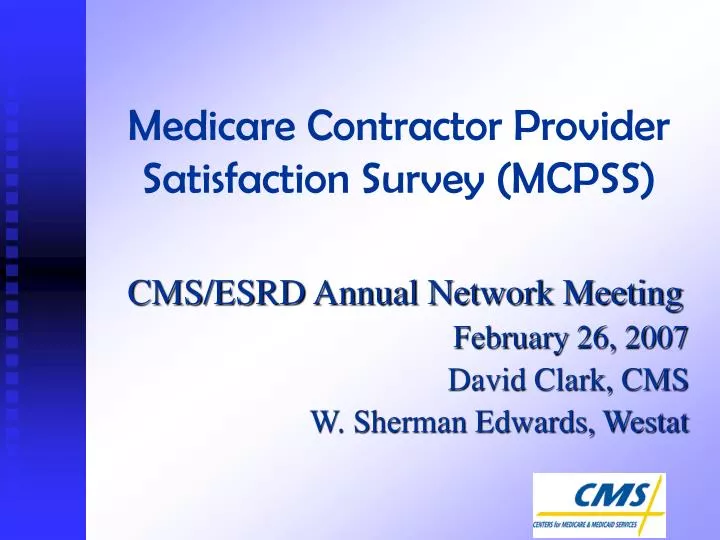 medicare contractor provider satisfaction survey mcpss