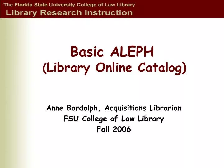 basic aleph library online catalog