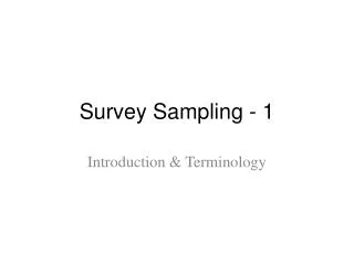 Survey Sampling - 1
