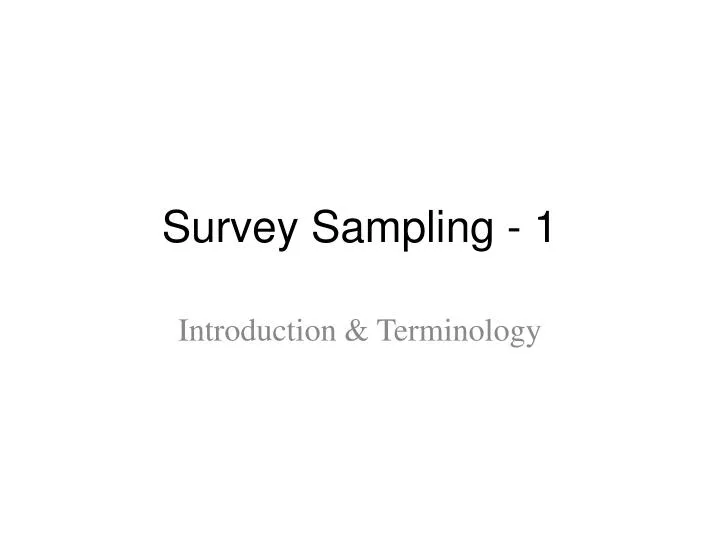 survey sampling 1